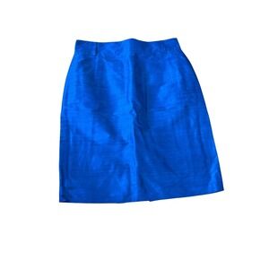 Mondi Blue Silk Blend Button Front Knee Length Skirt Size 42